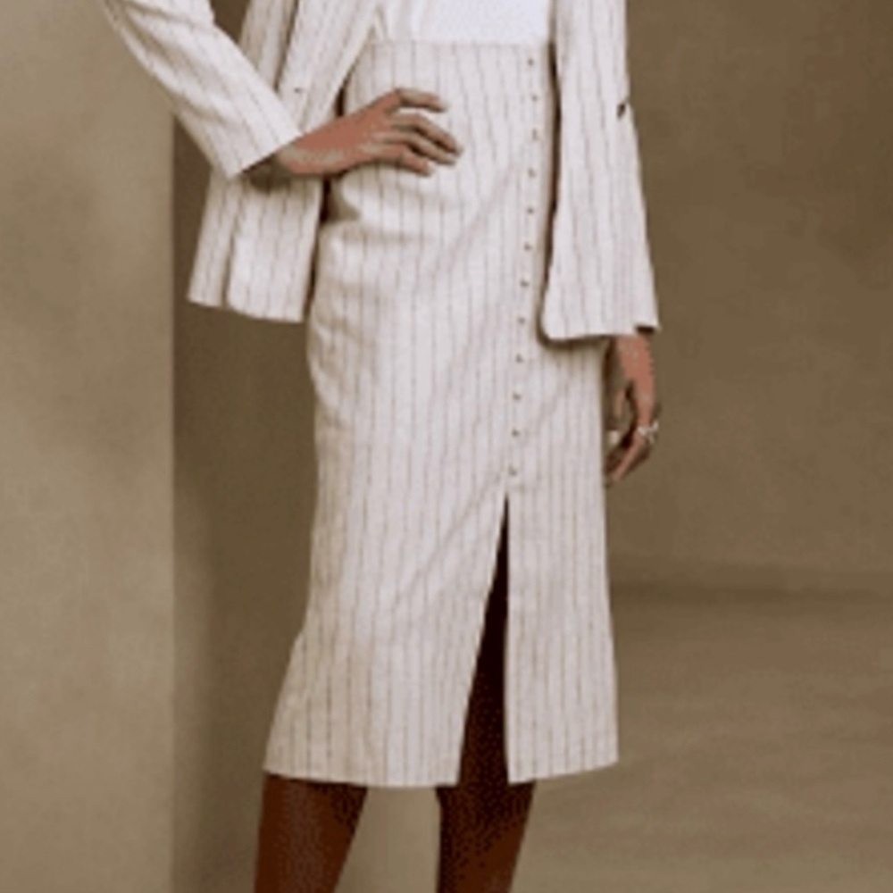 NWT Banana Republic Cream Linen Blend Midi Length Skirt - Size 6